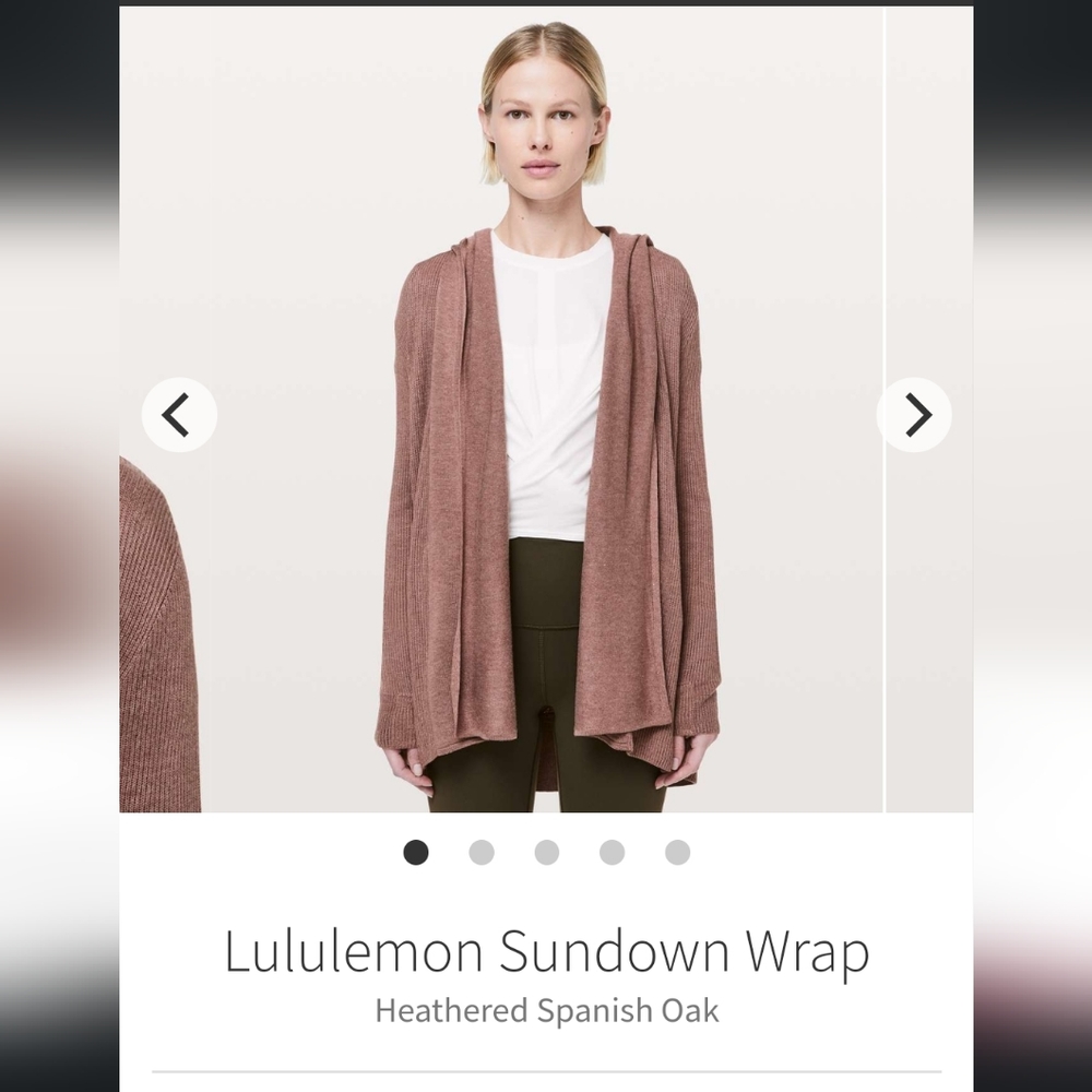 Lululemon Sundown Hooded Sweater Wrap Heathered Spanish Oak size 2